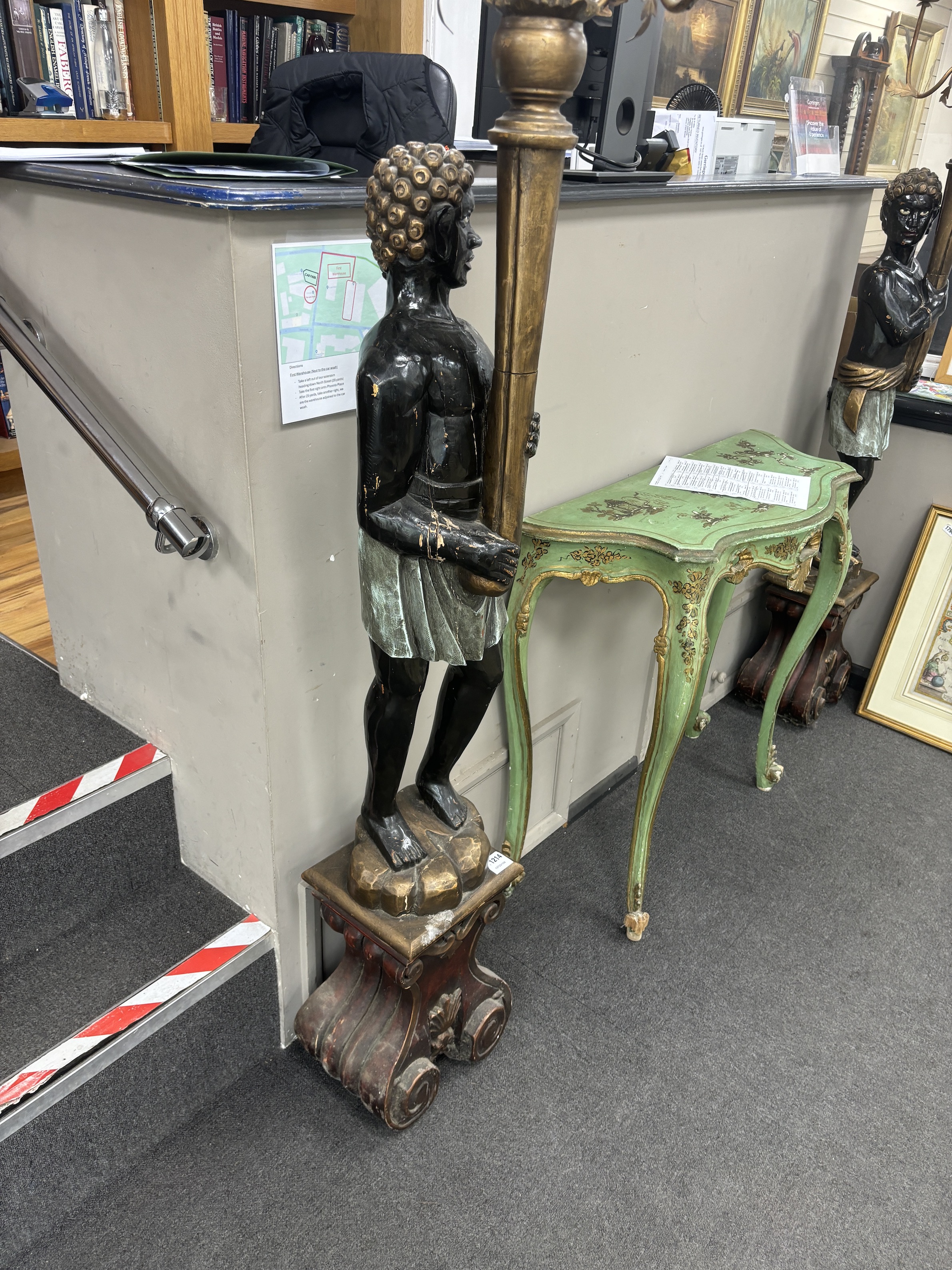 A pair of Blackamoor floor lamps, height 195cm